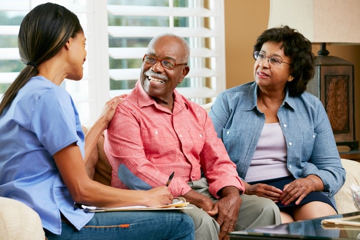 Family meeting with a trusted local home care company to bring in extra assistance to relieve stress on the family caregiver and to ensure the senior care patient is taken care of by a professional.
